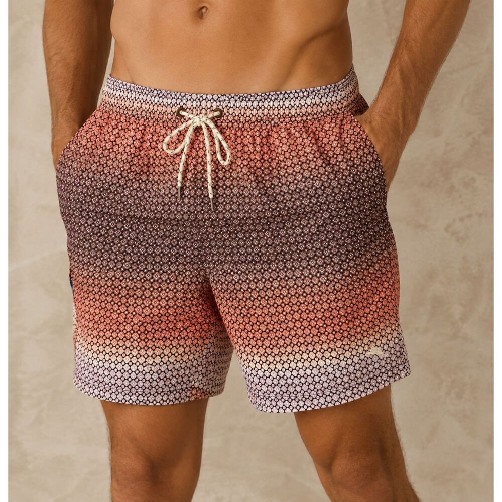 Tommy Bahama Swim Trunks Mens Medium Geometric Print 6 Inseam Lined Shorts